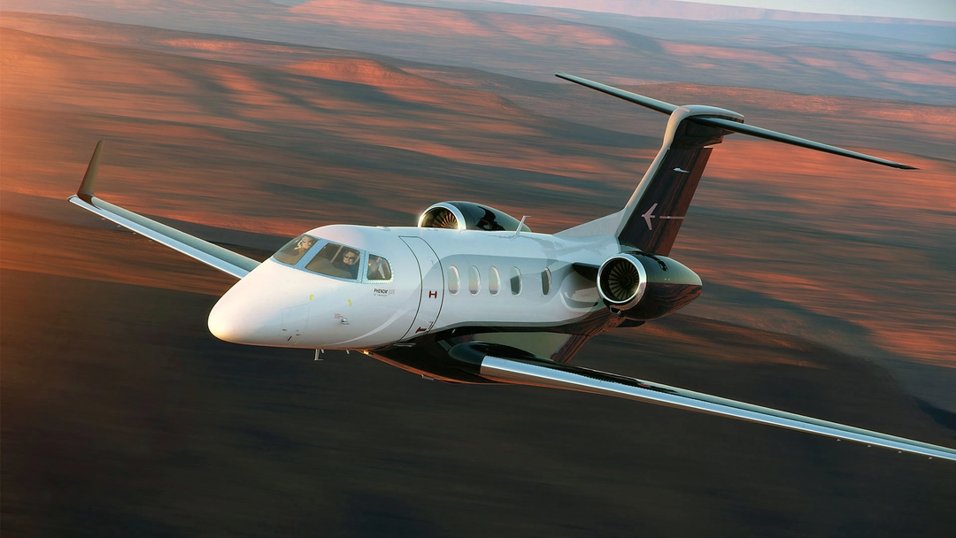Embraer Phenom 300E light private jet, efficient business aircraft with modern cabin